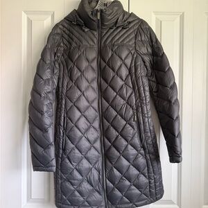 Michael Kors Charcoal Quilted Long Puffer Coat